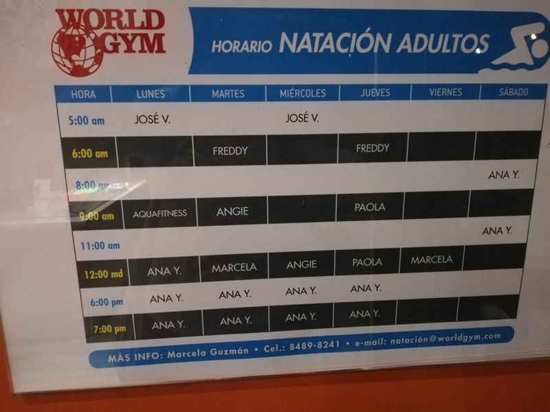 World Gym Escazu Timetable