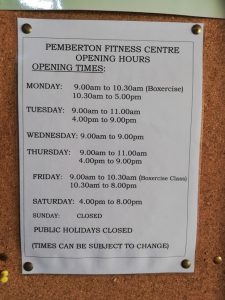 Pemberton Fitness Centre Opening Hours