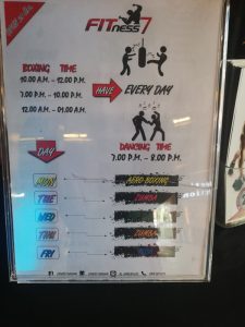 Fitness 7 Pattaya class timetable